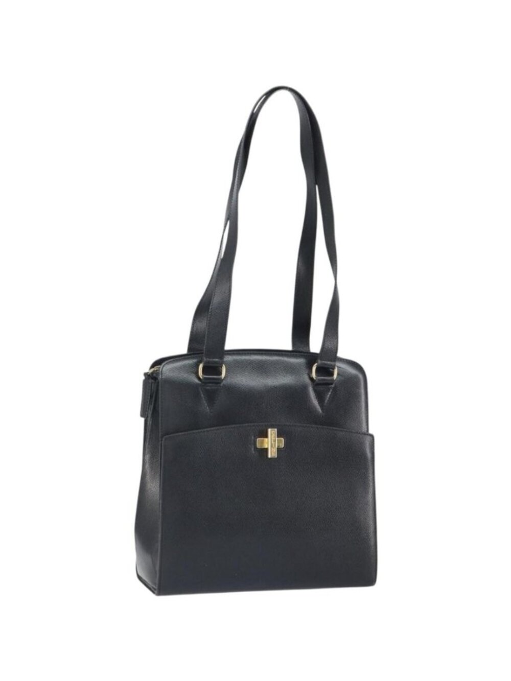 CELINE Tote Bag Leather Black Gold